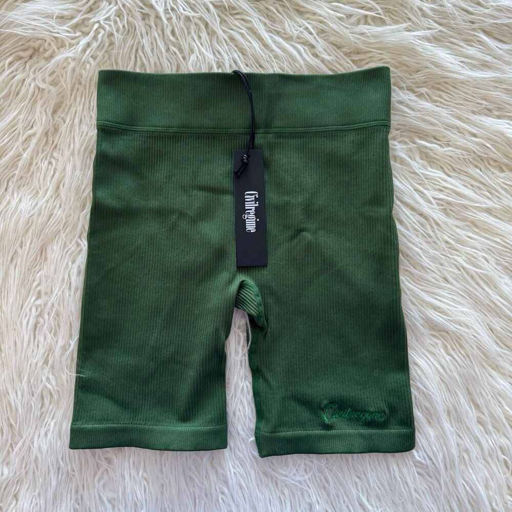 Civil Regime Classic Script V2 Demie Biker Short Greener Pastures Size Small